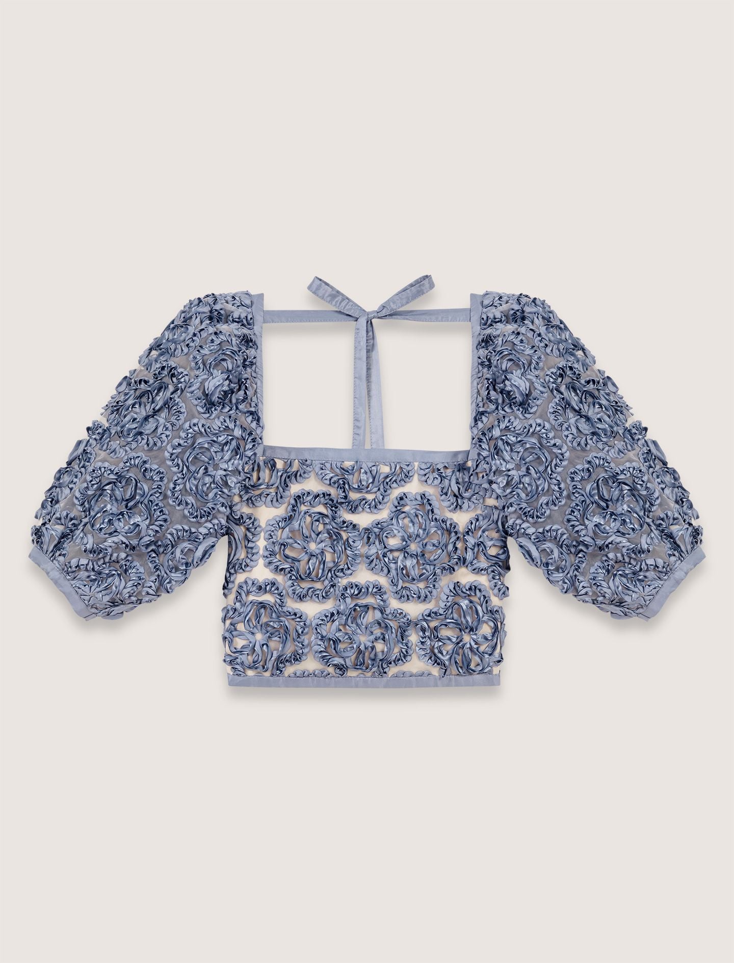 Áo croptop organza satin hoa